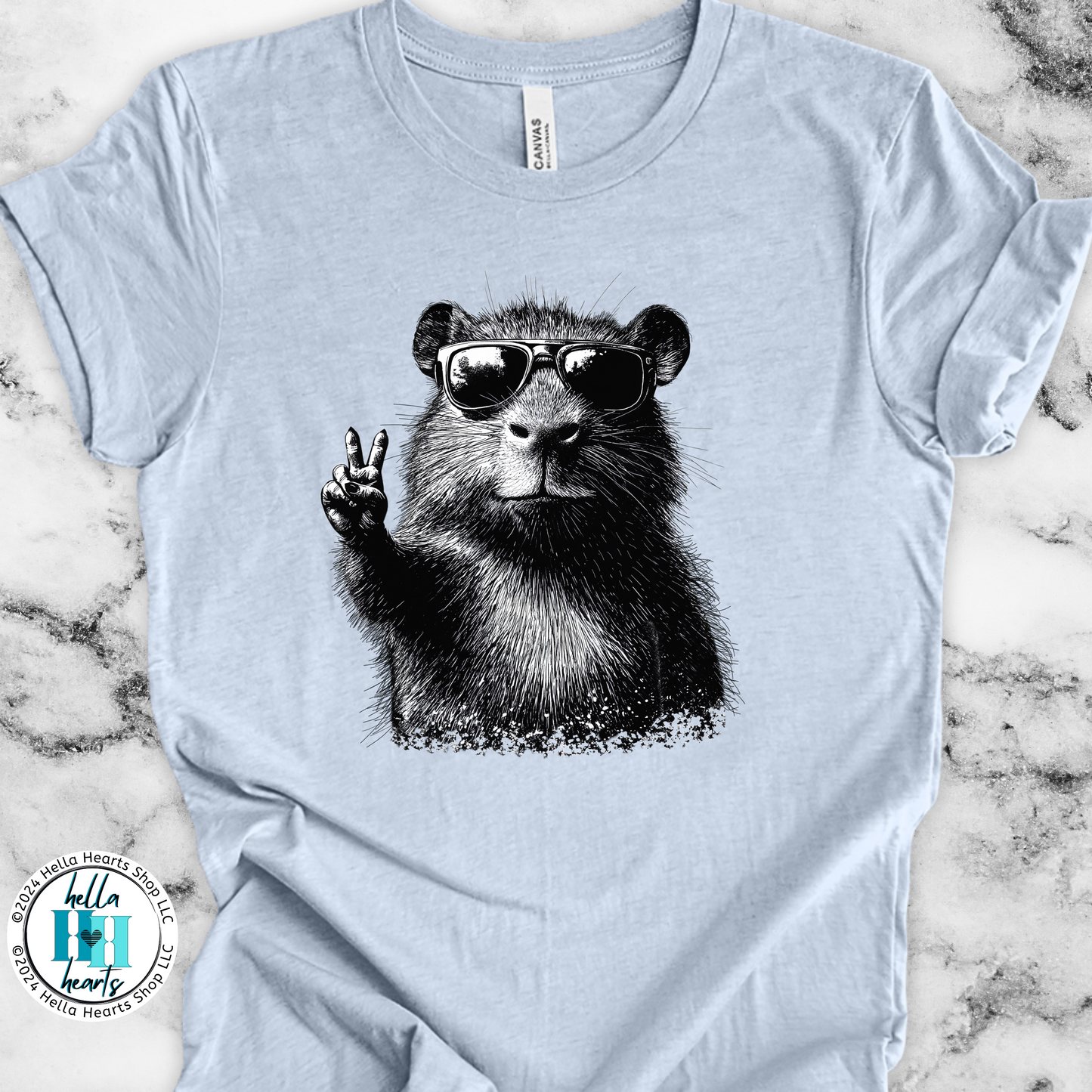Capybara Shirt - Peace Sign - Unisex Crew