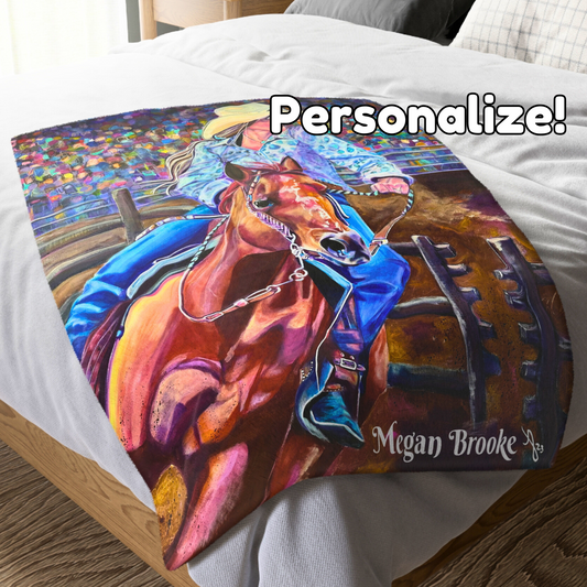 Rodeo Queen Blanket - Velveteen Plush Throw - Barrel Team of One from Mama Mosaic Artworks