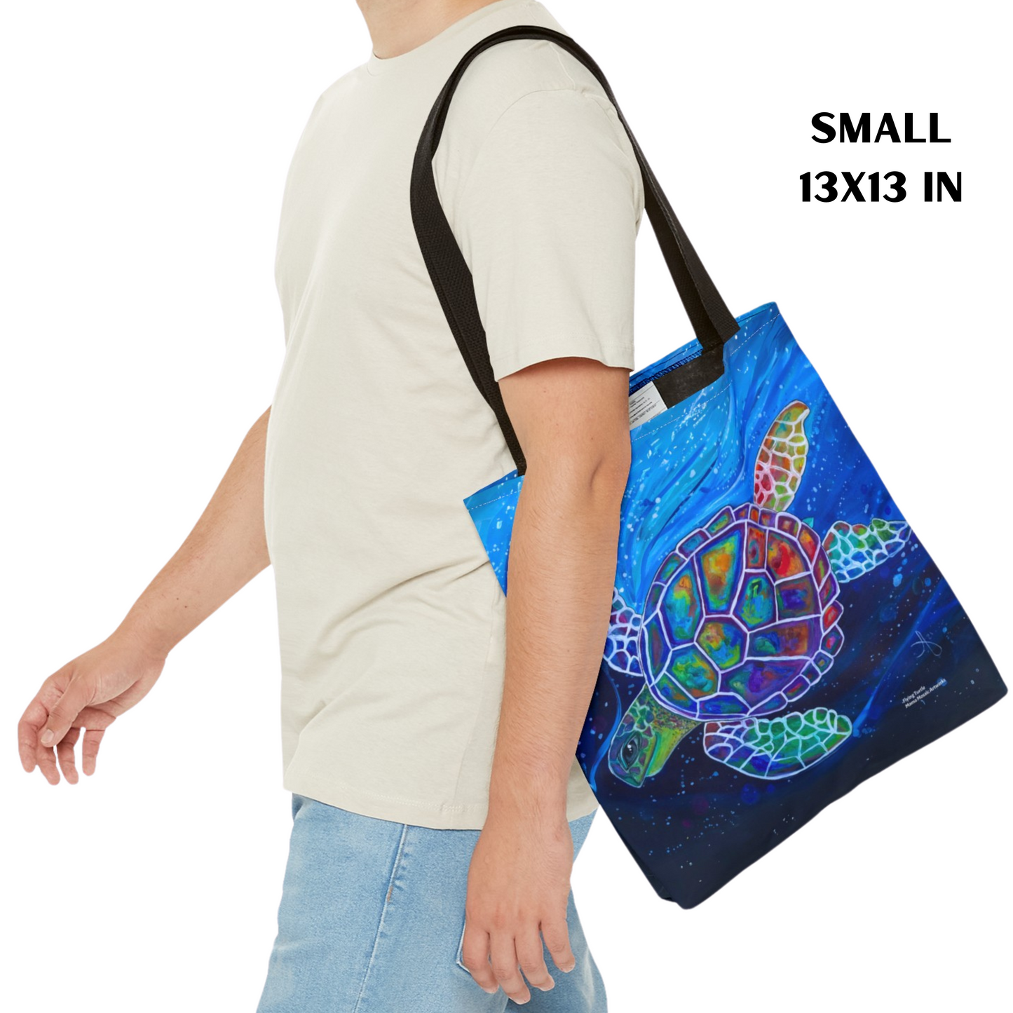 Sea Turtle Tote Bag - Original Art, Flying Turtle from Mama Mosaic Artworks - Clean Our Seas