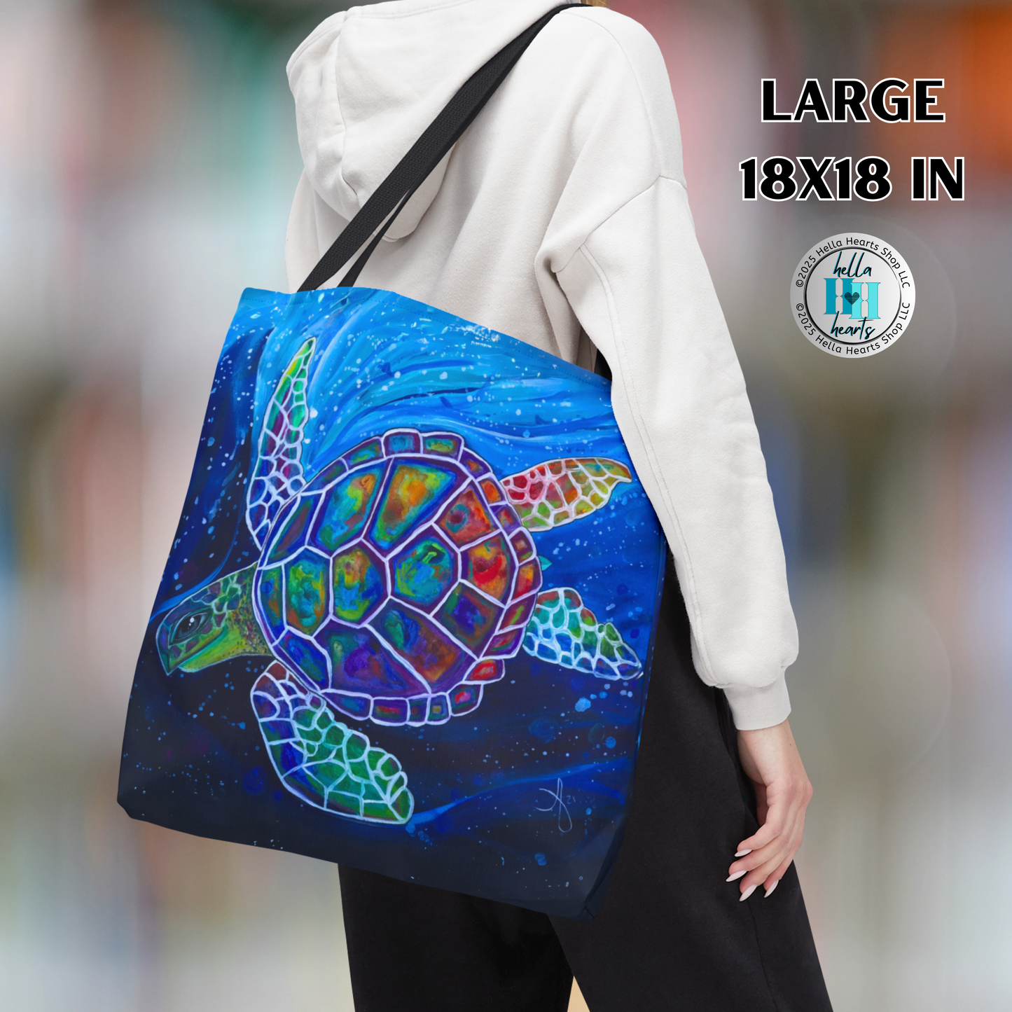 Sea Turtle Tote Bag - Original Art, Flying Turtle from Mama Mosaic Artworks - Clean Our Seas