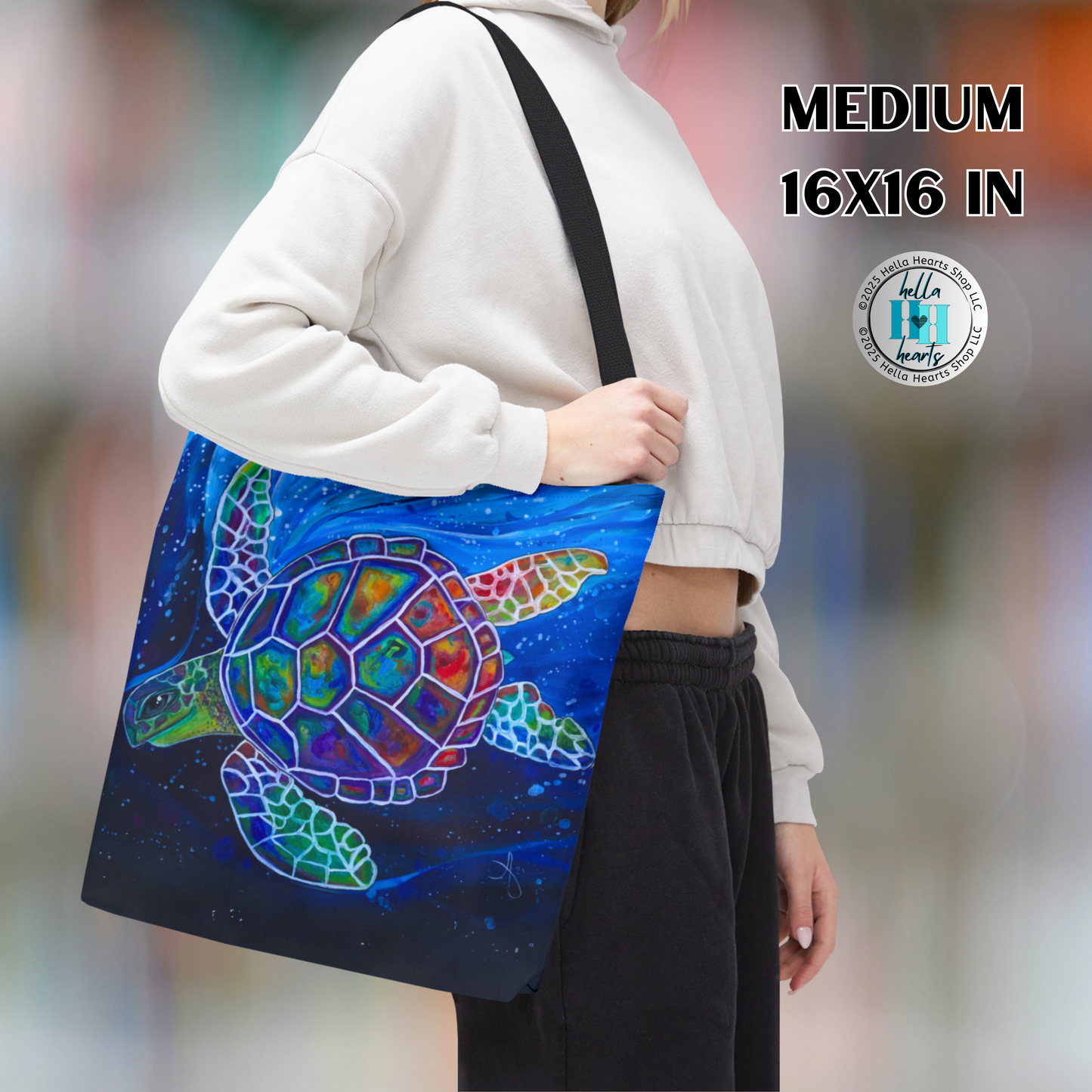 Sea Turtle Tote Bag - Original Art, Flying Turtle from Mama Mosaic Artworks - Clean Our Seas