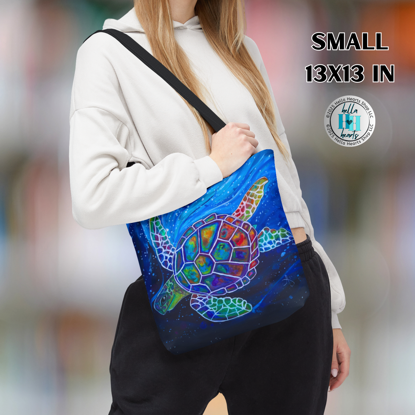 Sea Turtle Tote Bag - Original Art, Flying Turtle from Mama Mosaic Artworks - Clean Our Seas