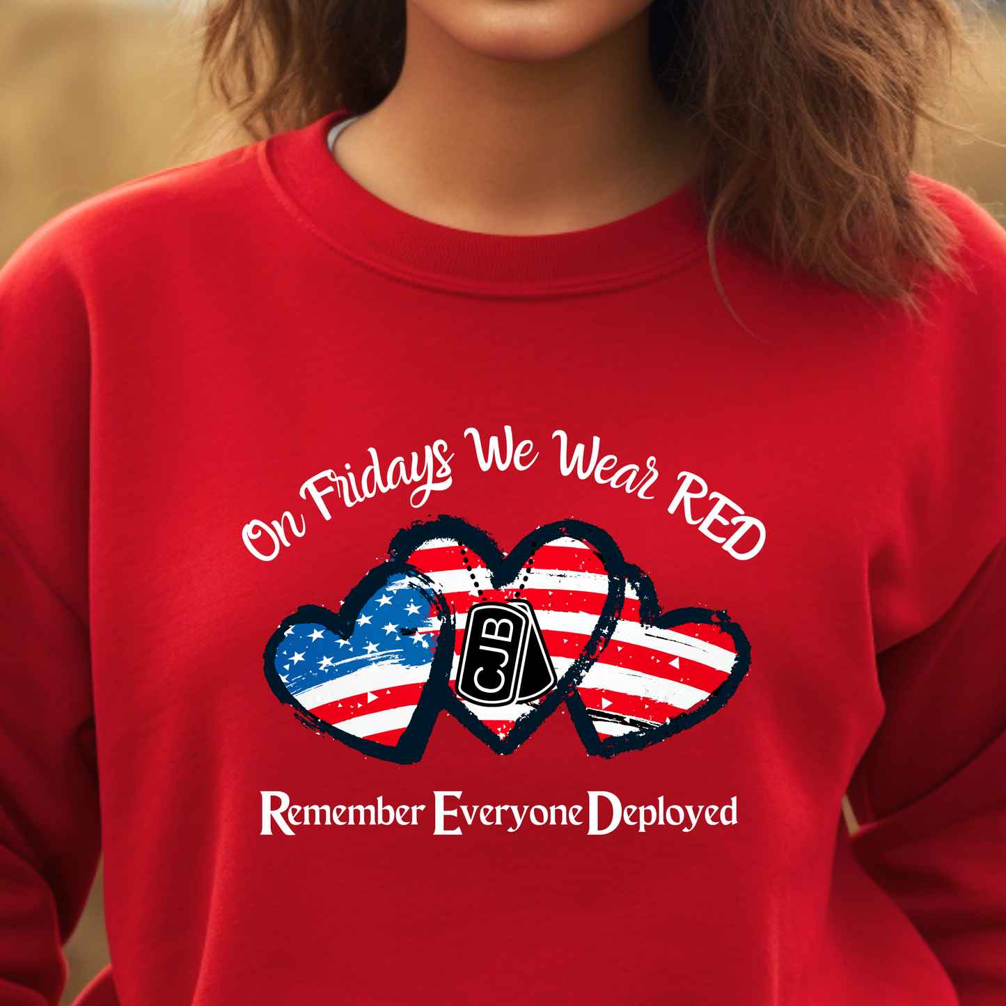 Can Personalize: FCan Personalize: We Wear RED on Fridays Unisex Crewneck Sweatshirt - Remember Everyone Deployed