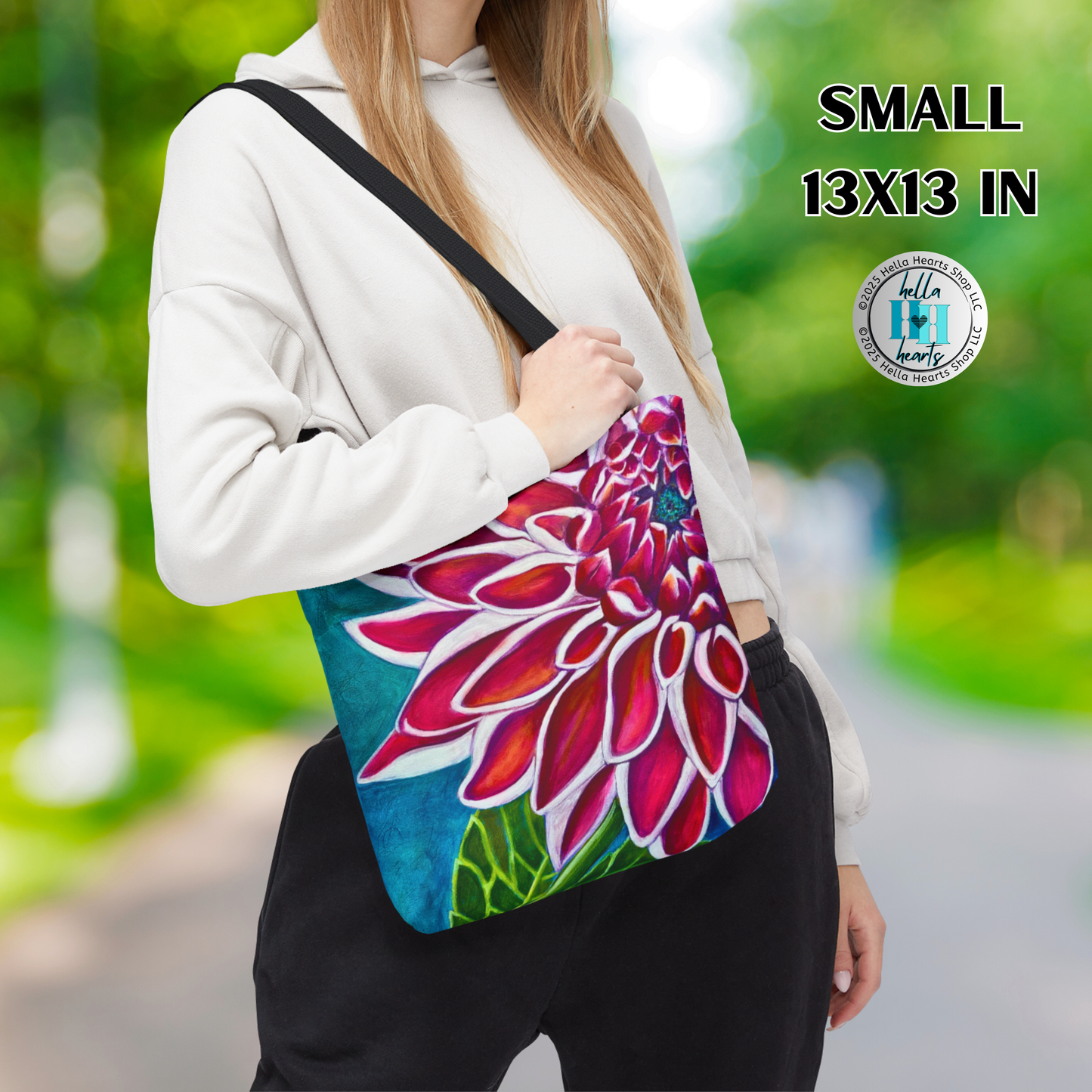 Zinnia Tote Bag - Original Art, Zinnia, from Mama Mosaic Artworks - 3 Sizes