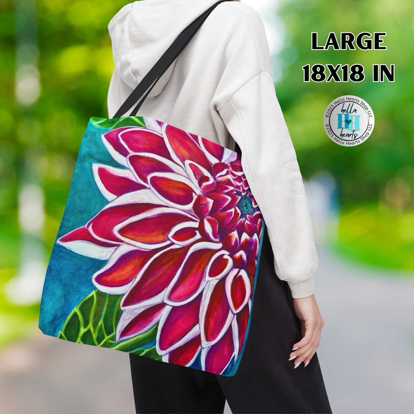 Zinnia Tote Bag - Original Art, Zinnia, from Mama Mosaic Artworks - 3 Sizes