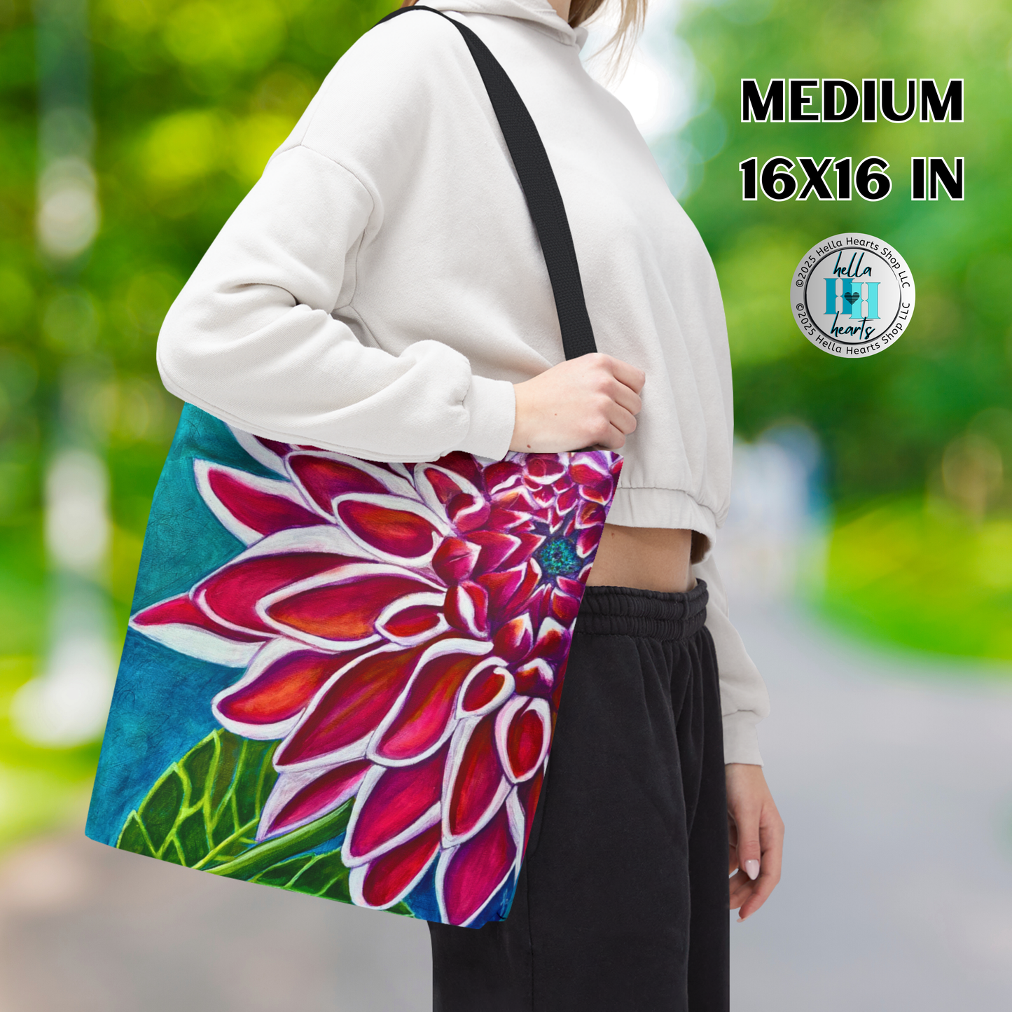 Zinnia Tote Bag - Original Art, Zinnia, from Mama Mosaic Artworks - 3 Sizes