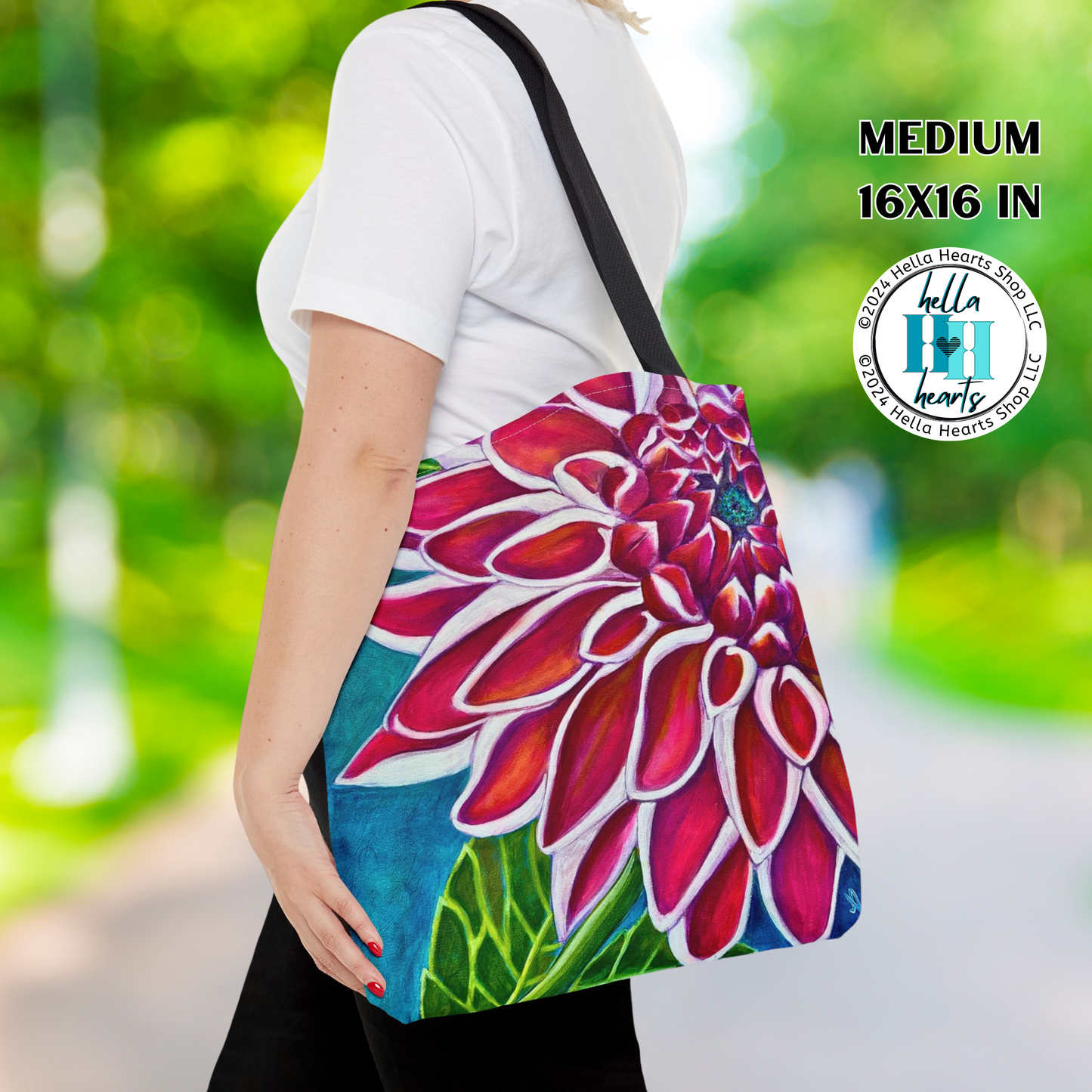 Zinnia Tote Bag - Original Art, Zinnia, from Mama Mosaic Artworks - 3 Sizes